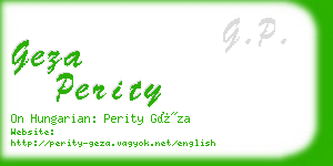 geza perity business card